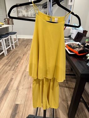Sunny Yellow Sleeveless Layered Romper